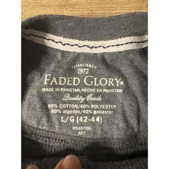 Faded Glory Men's Long Sleeve Henley Top - Classic Charcoal Comfort - Large - Picture 3 of 5